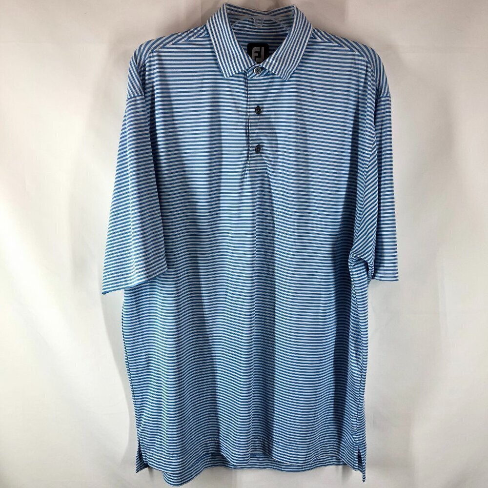 FootJoy Blue And White Stripe Polo Shirt Size L